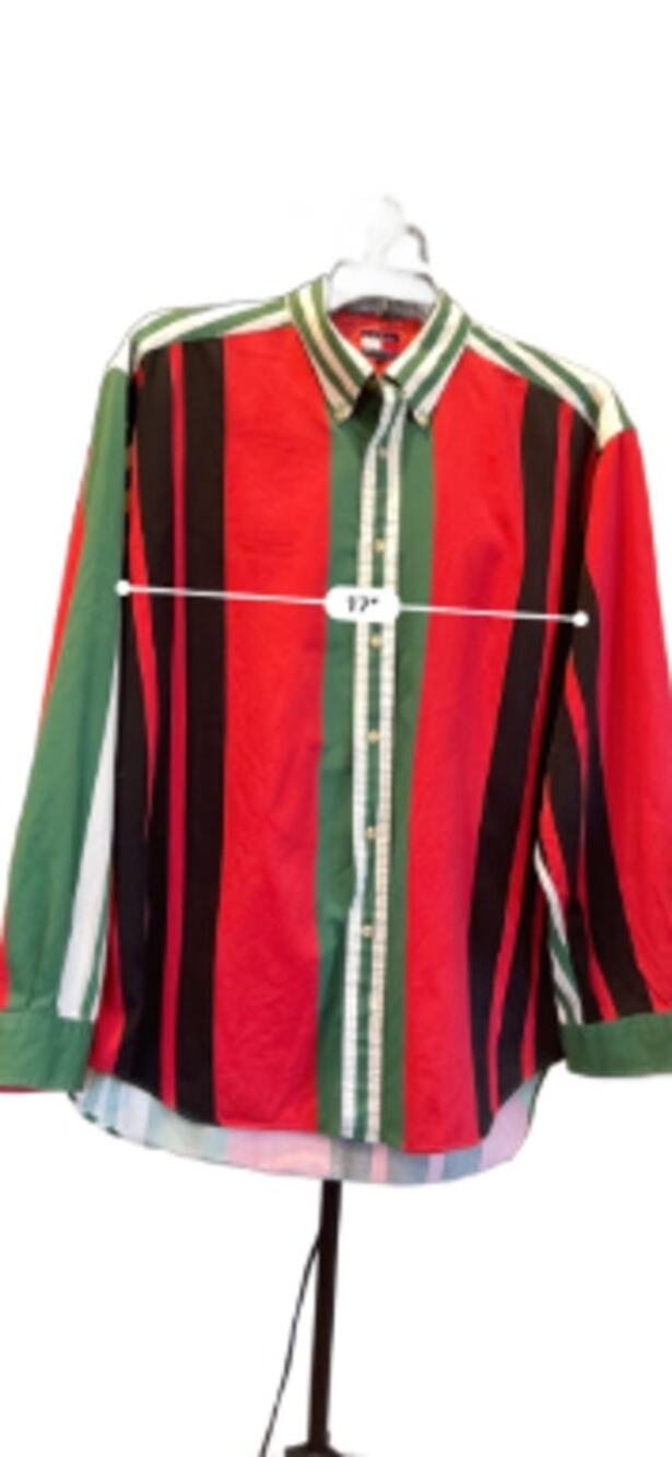 Tommy Hilfiger Shirt Mens XL Long Sleeve Button Up Vintage Striped Geometric*